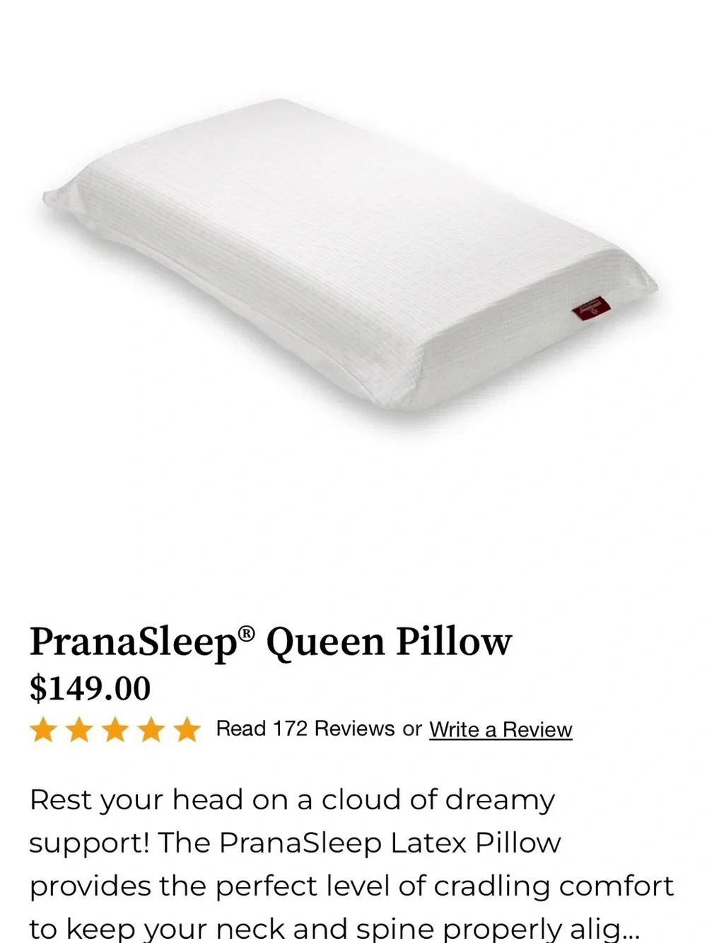 Pranasleep Luxury Latex Pillow